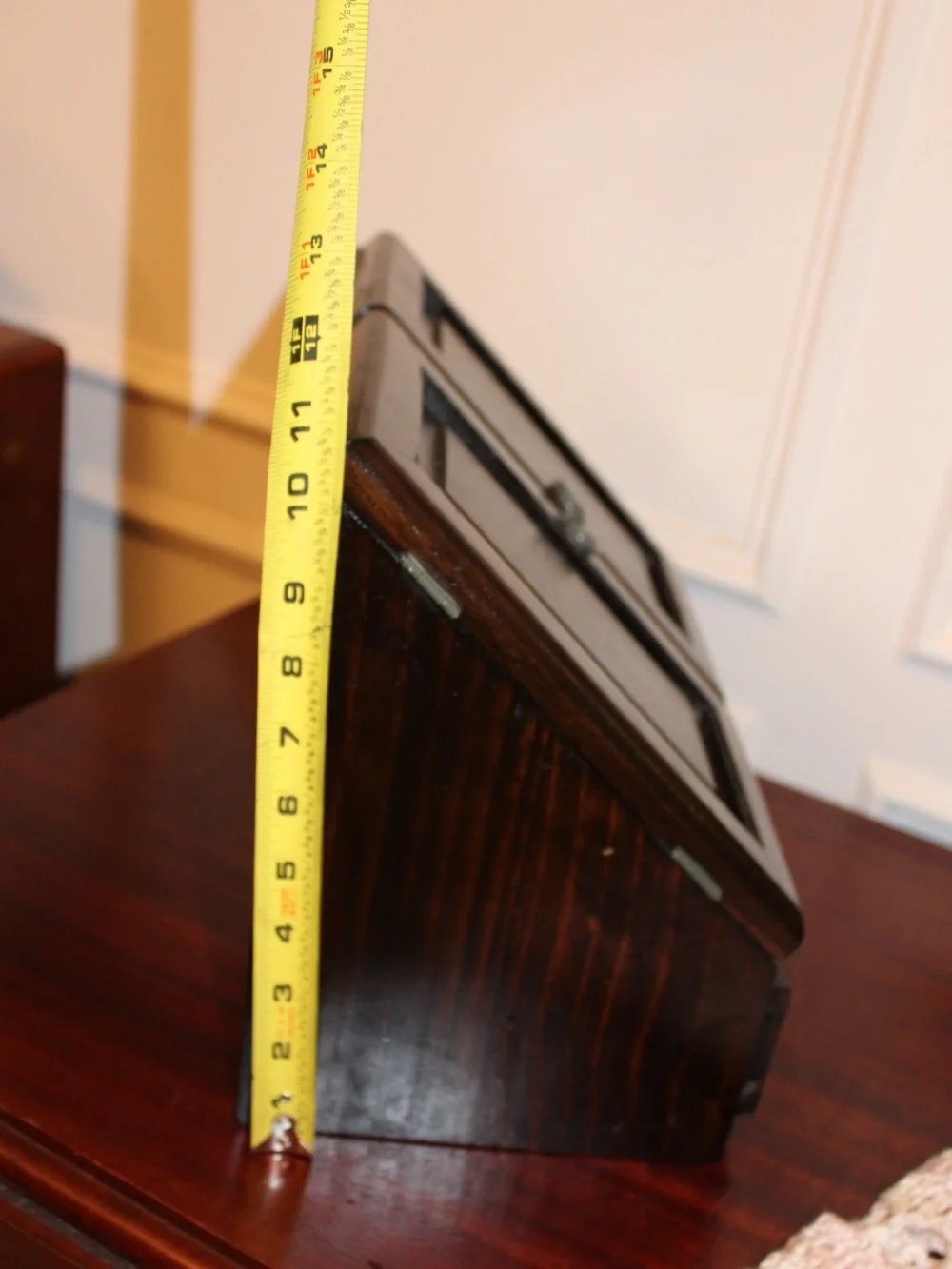 Pottery Barn Dark Brown Wood Desktop Mail Organizer with Doors